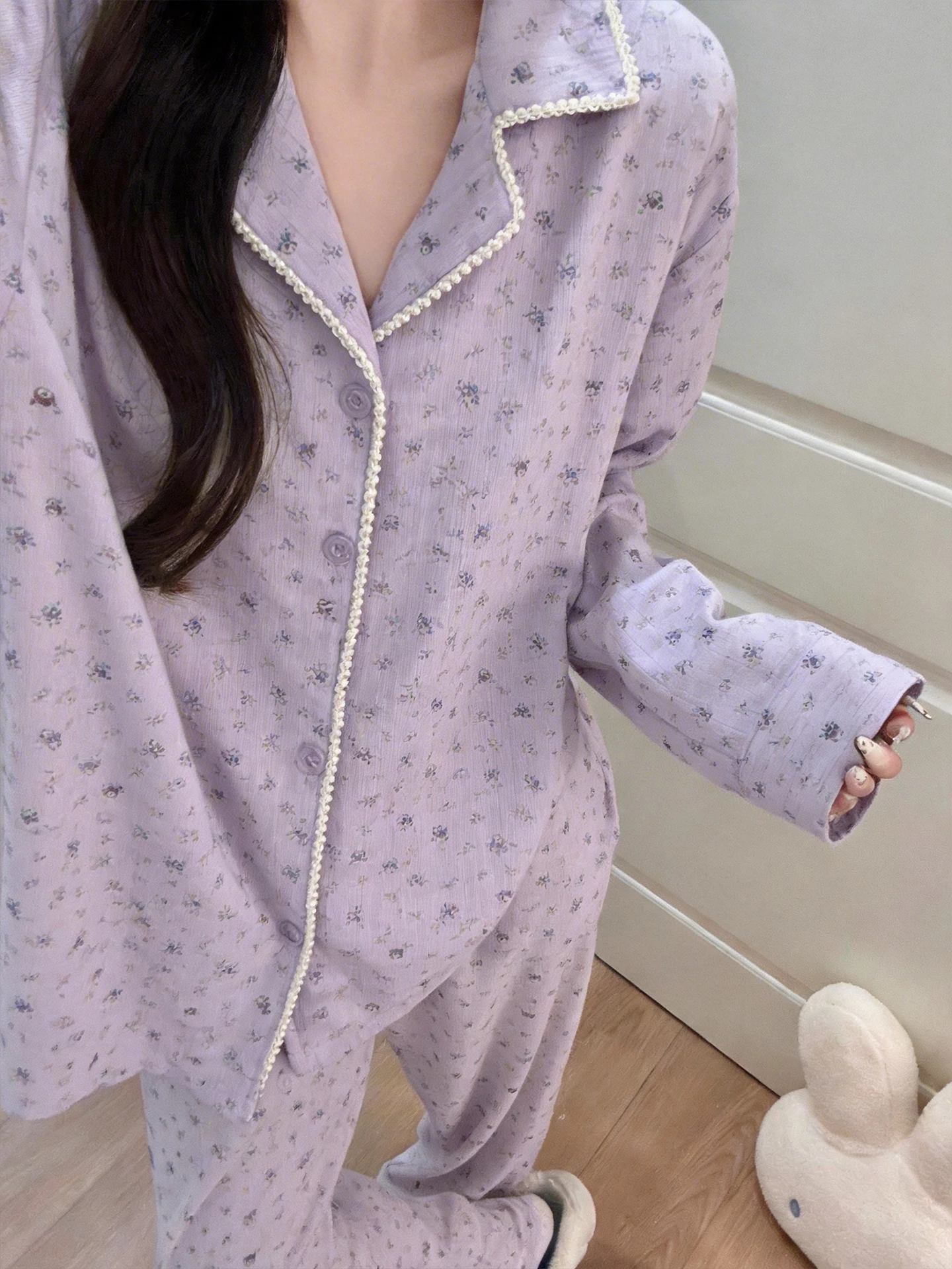 korean-sle-floral-print-spwear-women's-spring-autumn-winter-home-clothes-long-sve-cotton-home-dr-casual-outfit