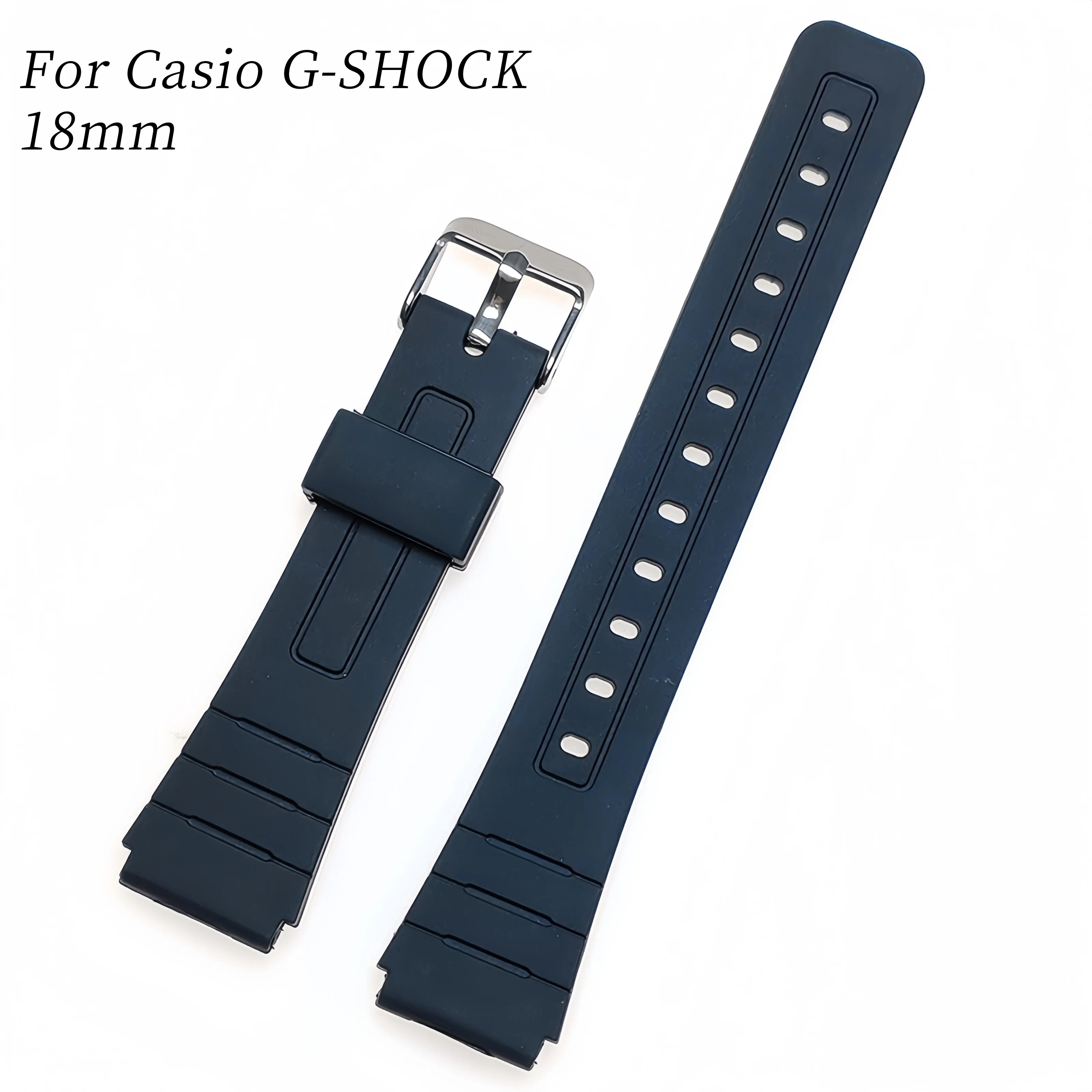 18mm Resin PU Bracelet Black Sports waterproof Watch Strap For Casio G-SHOCK Universal W-800H W800H SGW400 F91W F84 F105