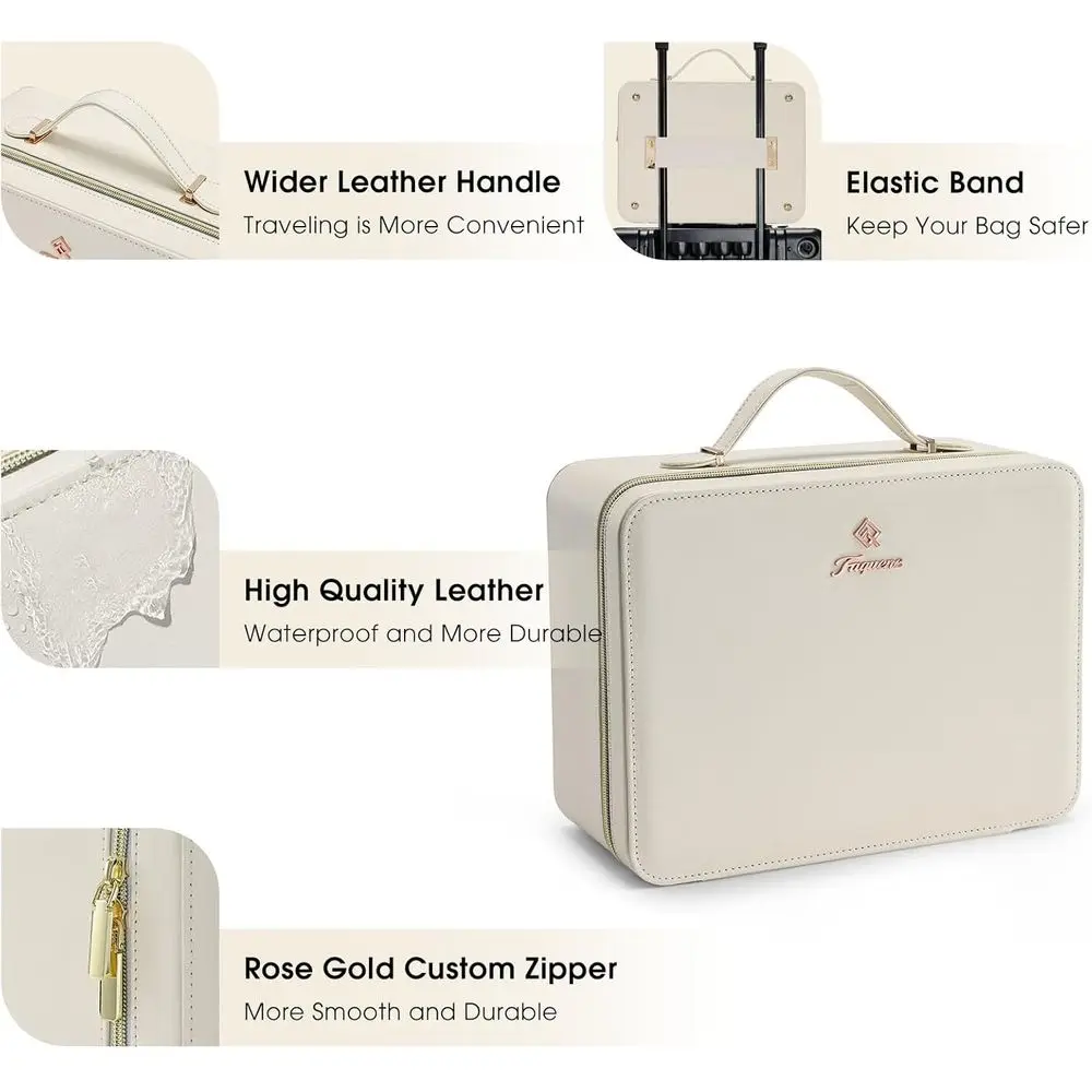 LED-beleuchtetes 11.4-Reise-Make-up-Etui mit einstellbarer Helligkeit, 3-Farben-Optionen und Organizer für Kosmetika und Pinsel