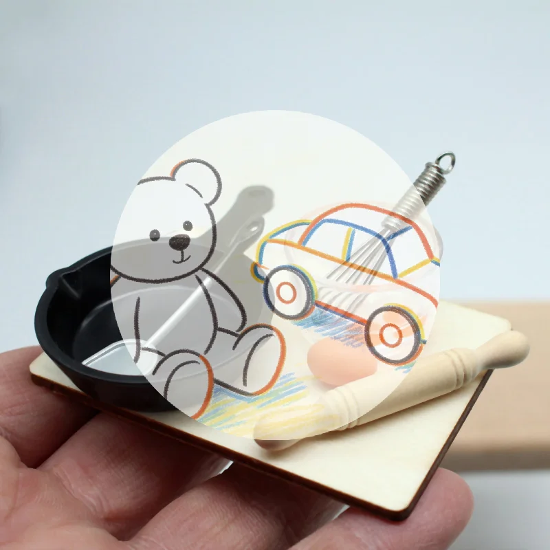 

♥7Pcs/Set 1:12/1:6 Scale Dollhouse Miniature Food Toy Mini Kitchen Accessories Rolling Pin Frying Pan Eggbeater Doll House Model