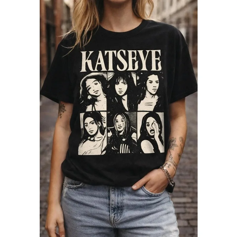 Katseye Music T-Shirt femme imprimé Vintage mode haut tendance printemps/été pur coton unisexe T-Shirt à manches courtes