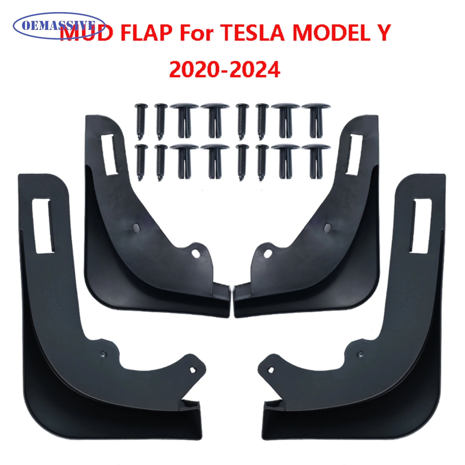 A Set Of 4 For Tesla Model Y 2020 -2024 Front Rear Splash Guards Mudguards Fenders Mudflaps Mud Flaps No Drilling 2021 2022 2023