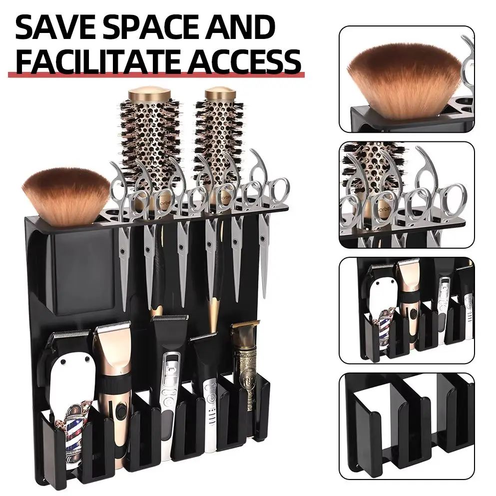 

Wall Electric Clipper Rack Hair Trimmer Shaver Holder Mounted Hair Dryer Barber Storage Box Salon Practical Tool