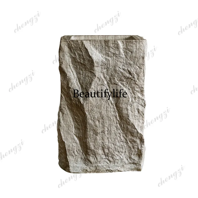 Picture 5: P37 medieval wind wabi sandy wind travertine pillar basin basin basin household outdoor courtyard