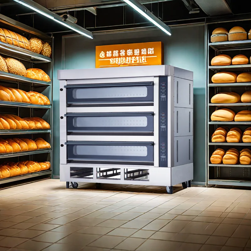 

Customized Commercial Gas Oven for Pizza Bread Cake Baking 3 Deck 6 Trays Oven Catering Kitchen Equipment