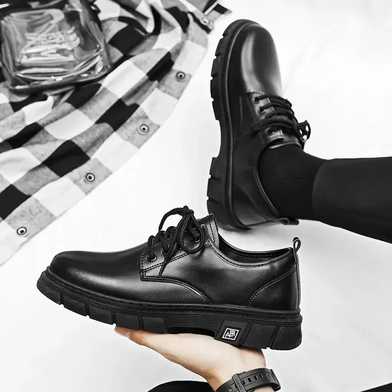 Leather Shoes Men's British Style round Head Leisure Korean Men's Shoes Business Formal Wear Small Leather Party