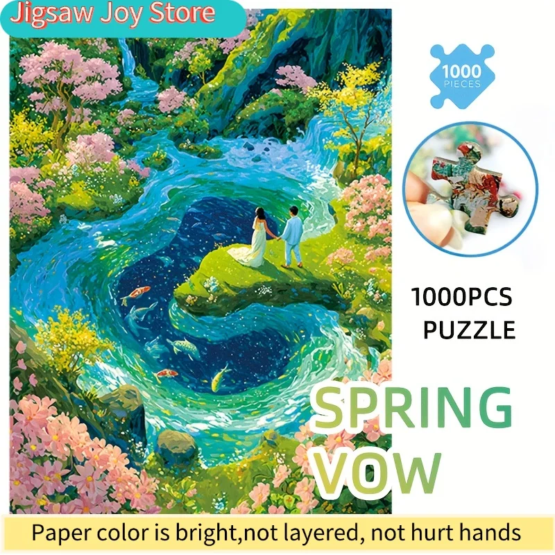 

Рождественские подарки-пазлы для взрослых - пазл «Весенний обет» на 1000 элементов, 27,6x19,7 дюймов, с подсказками в виде букв, премиум-картон серого цвета