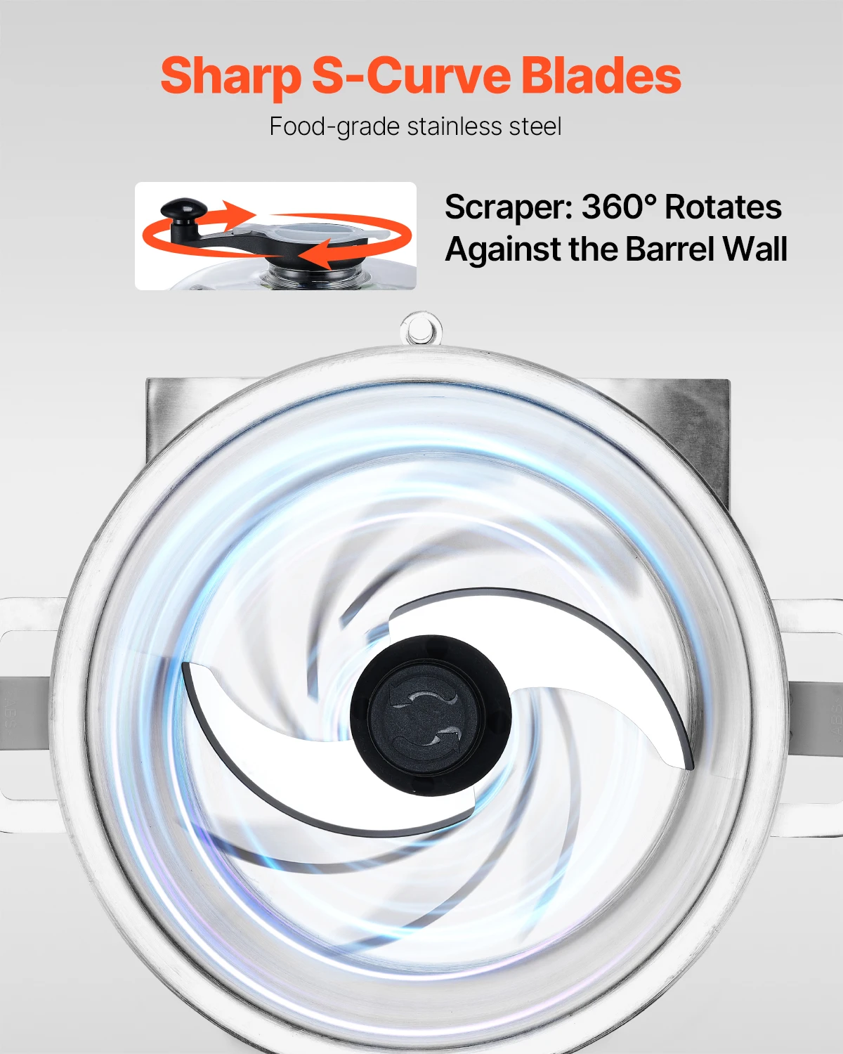 Robot kuchenny SucceBuy, krajalnica do warzyw, 19 kwart, ze stali nierdzewnej, komercyjna krajalnica do owoców z ostrzem w kształcie litery S i skrobakiem.