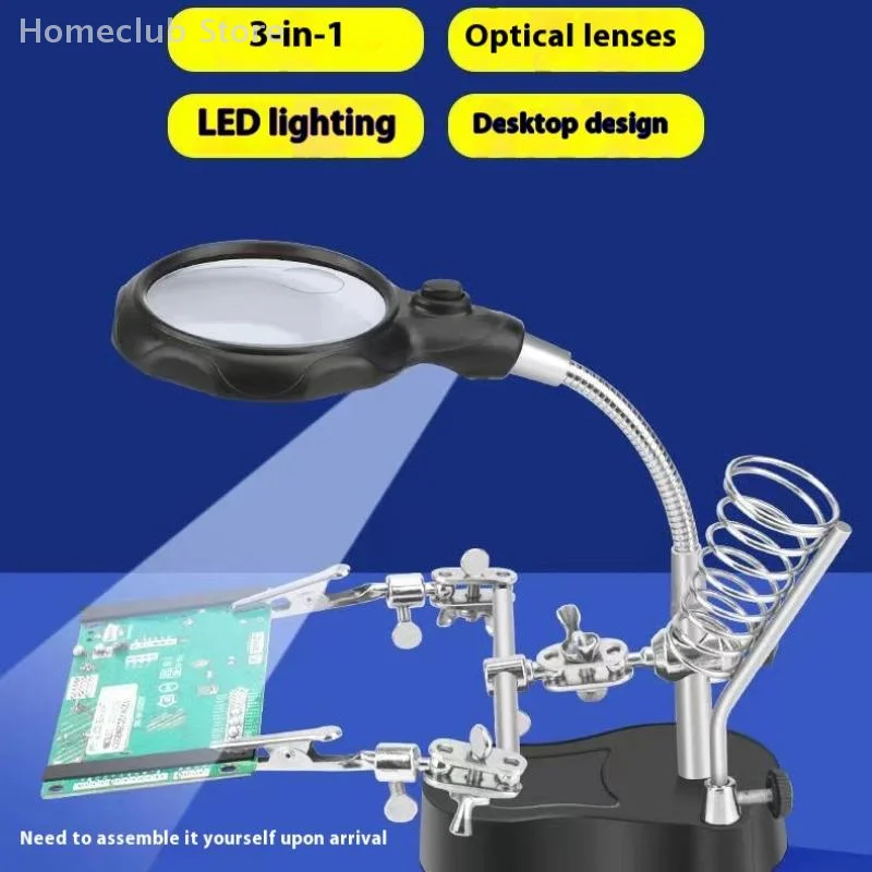 

1Pc Hand Clip Clamp LED Magnifying Glass Soldering Iron Stand Magnifier Welding Repair Holder Tools DIY Auxiliary Clamp