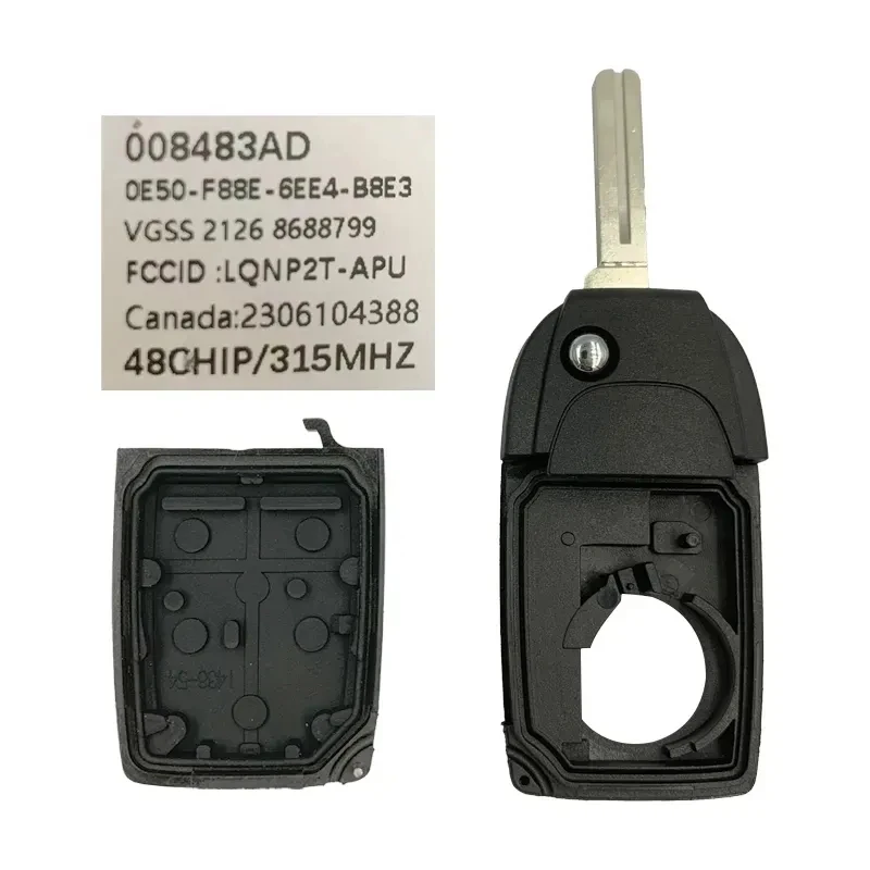 KEYECU Replacement Smart Flip Remote Key Fob 5 Button NON LOOP 315MHZ ID48 for VOLVO S60 S80 V70 XC70 XC90 FCC ID: LQNP2T-APU