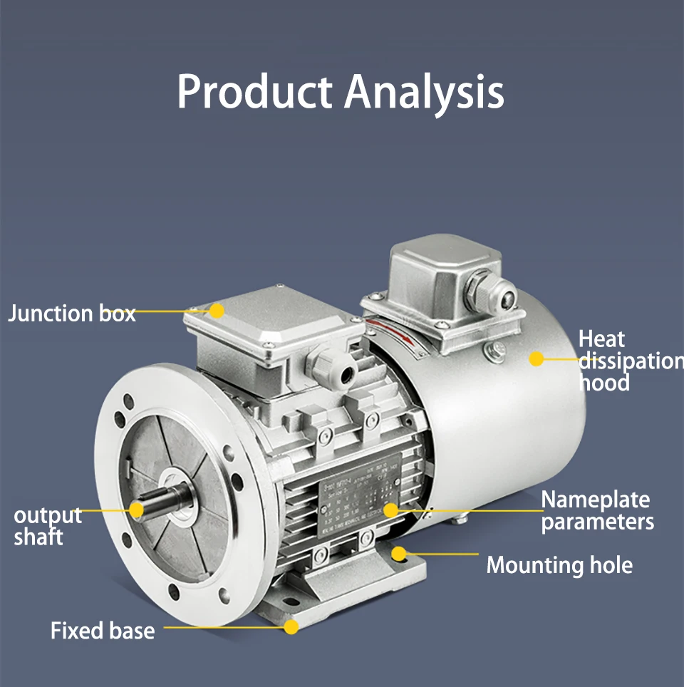 370W Variable Frequency Speed Regulating Motor YVF 7124 Three-phase 380V Vertical B5 AC Asynchronous Motor 1400RPM