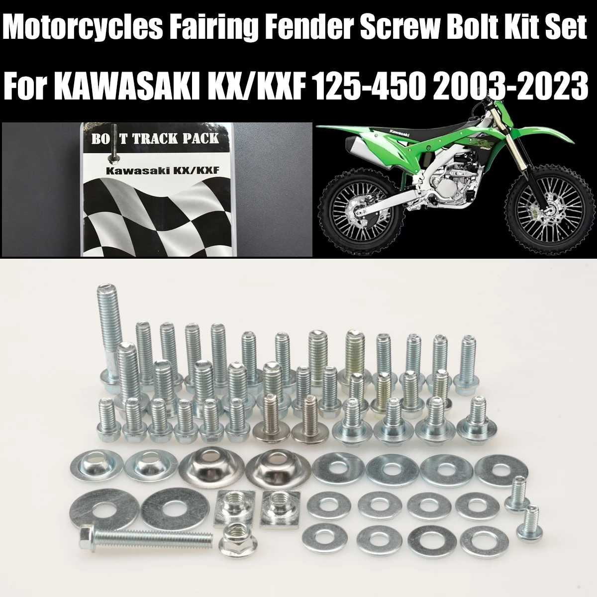 Zestaw śrub do owiewek motocykli Kawasaki KX 250 450 250F 450F KX250 KX450 KX250F KX450F Enduro Dirt Pit Bike