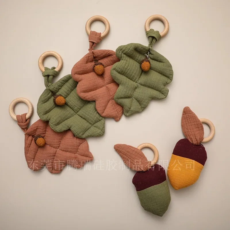 Baby Soothing Bell Cartoon Leaf Pendant Can Bite and Grip Toys Baby Teeth Grinder Baby Room Decoration Pendant Ornament Newborn