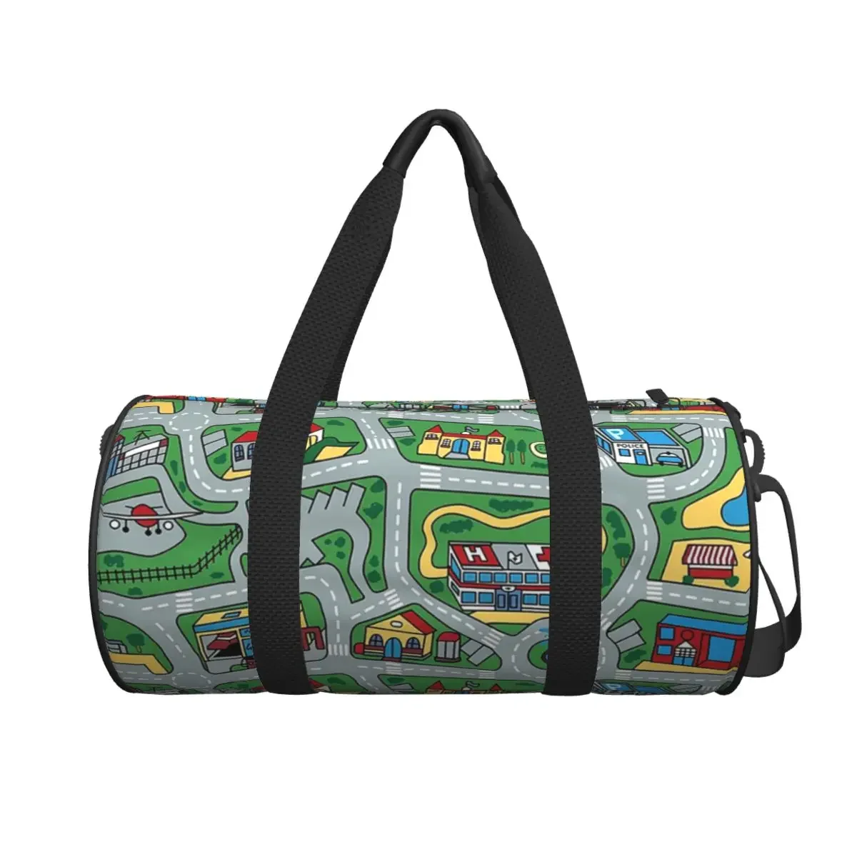 

Car City Carpet Road Rug 90s Nostalgic Toy Large Duffle Gym Bag Multi-Functional Duffle Travel Bags Handbags Fitness bag