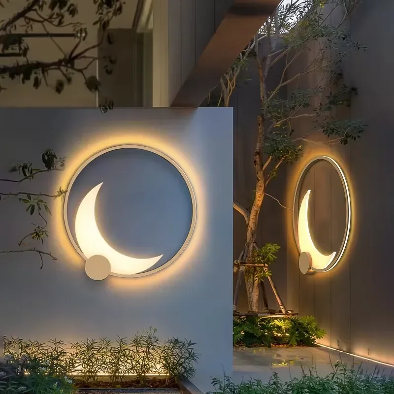 New Chinese Style Solar Moon Wall Light Waterproof Outdoor Lamp for Balcony Villa Exterior Courtyard Garden Decor