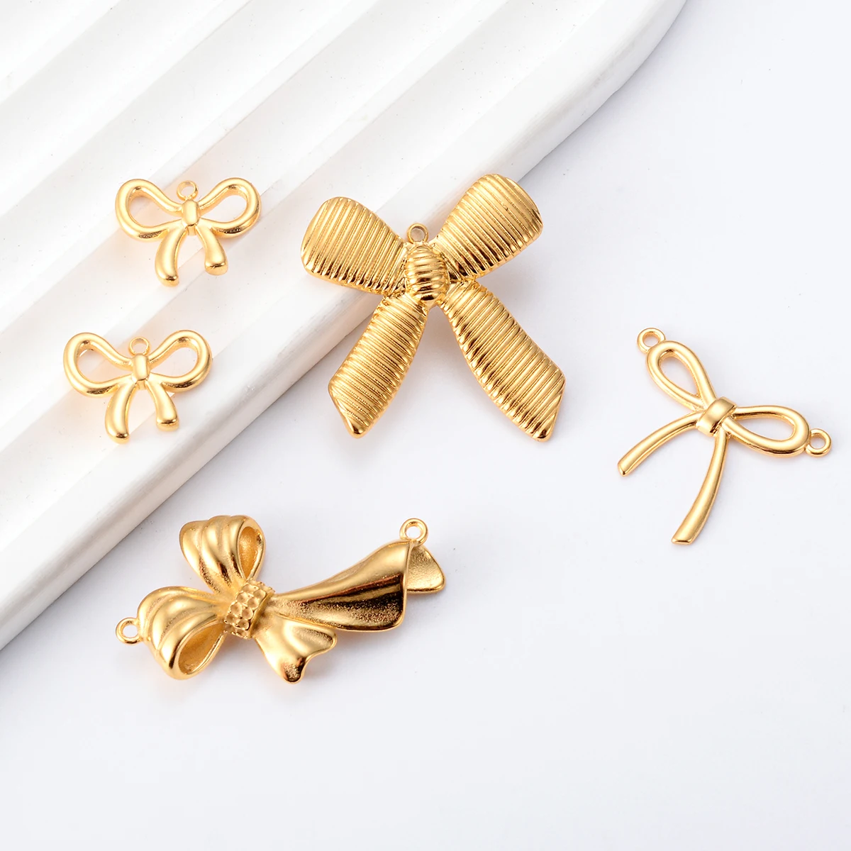 Wholesale 4pcs/lot Butterfly Knot Charm Connector Stainless Steel Pendants DIY Necklace Jewelry Making Accessories No Fade