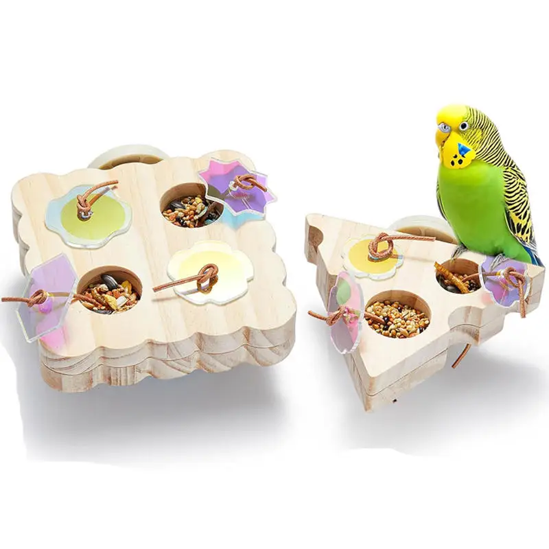 لعبة ألغاز البحث عن الطيور الخشبية، إثراء الببغاء للحيوانات الصغيرة، الأرانب، خنازير غينيا، الهامستر، التدريب على الطعام