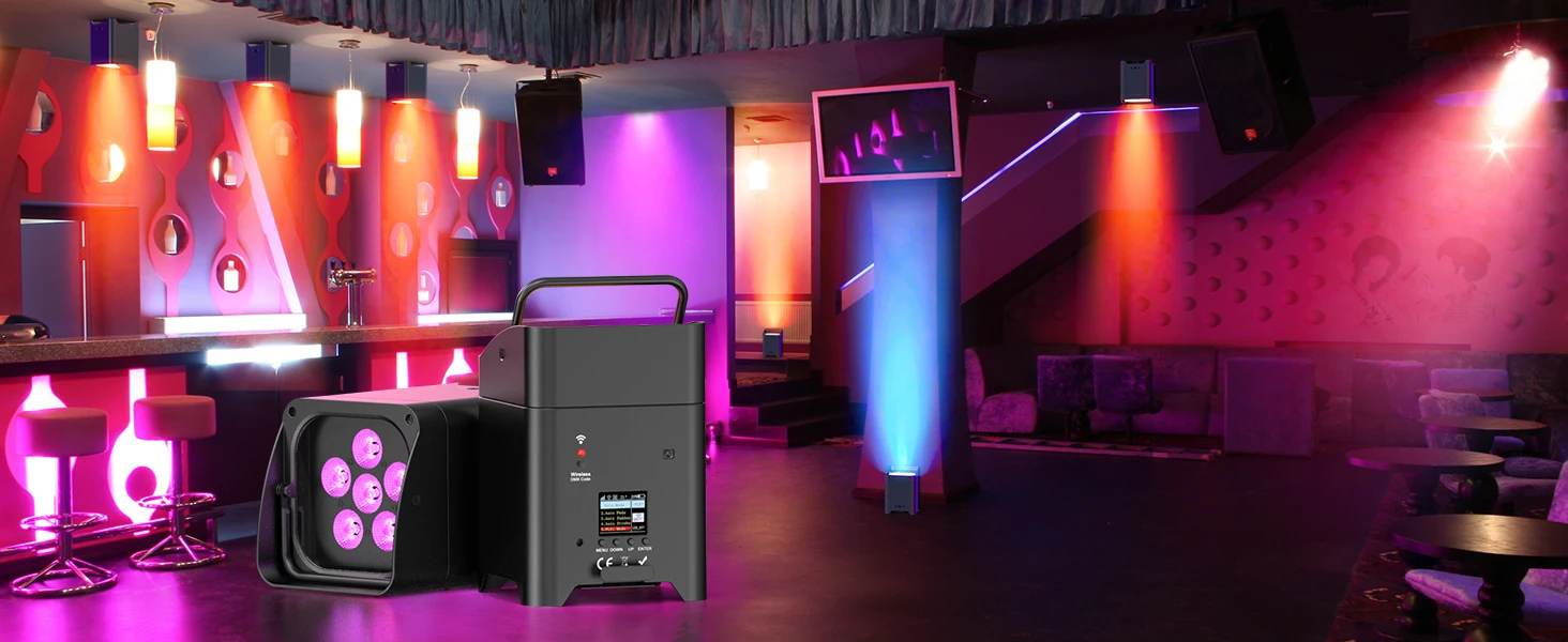 U'King 4PCS 6x18W 6IN1 RGBAW + UV Par Licht mit Tasche DMX Fernbedienung WiFi Par Licht Drahtlose LED Bühne Licht für DJ Bar Party – Detail 5