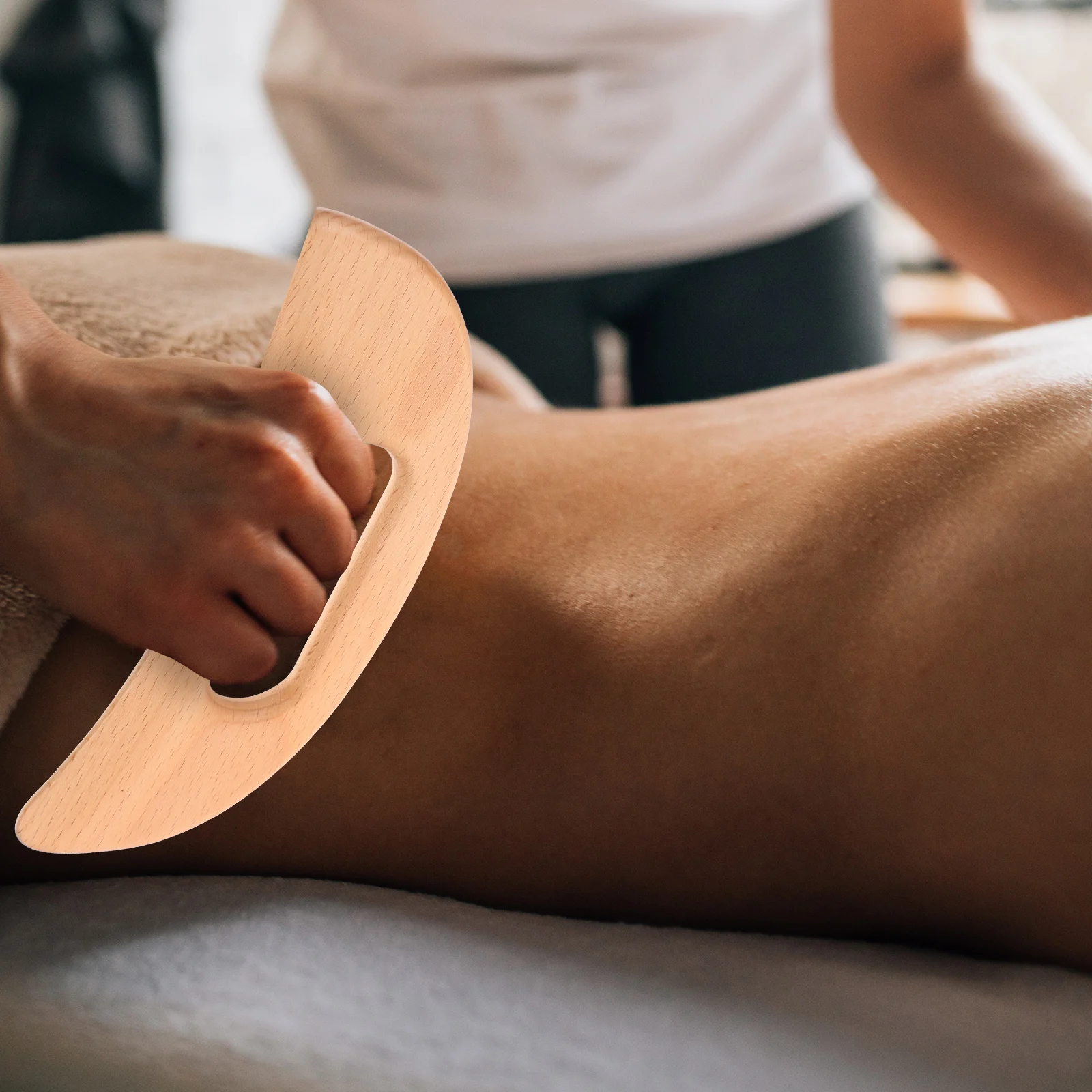 

Moon Shaped Gua Sha Board Wear Resistant Lymphatic Massager for Body Face Neck Hand Feet Pain Relief Reusable Wood