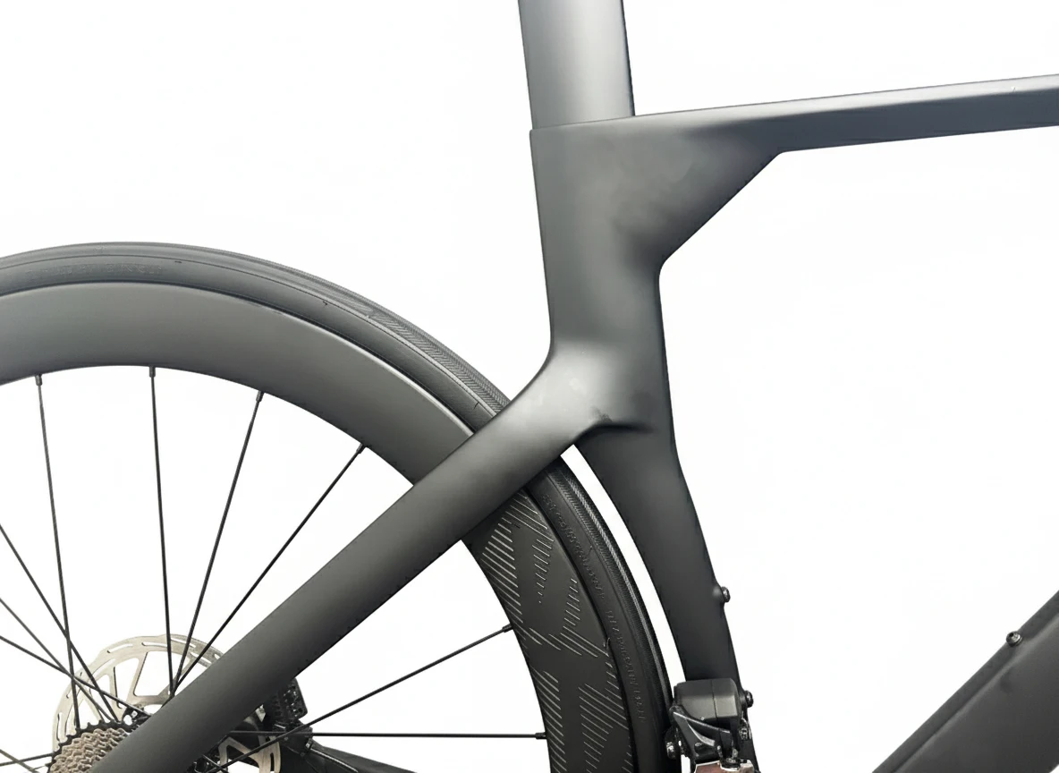 Cuadro de carbono de alta resistencia T800 para bicicleta de carretera, material de fibra de carbono, freno de disco 700C, diseño de eje pasante de montaje plano con enrutamiento interno