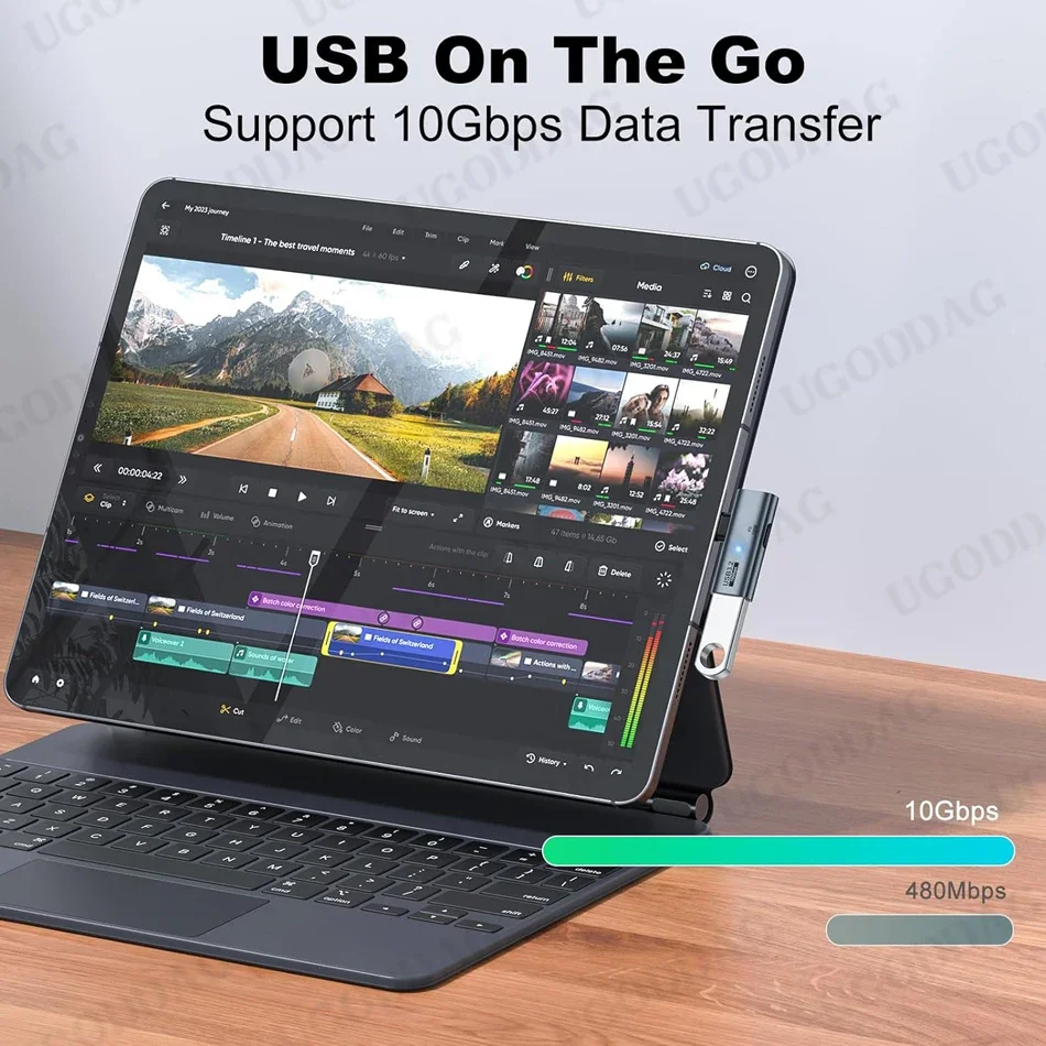 Адаптер для мобильного телефона USB C OTG 2 в 1, тип C к USB3.2 с портом зарядки PD для Samsung Huawei Xiaomi iPhone, ноутбука, планшета