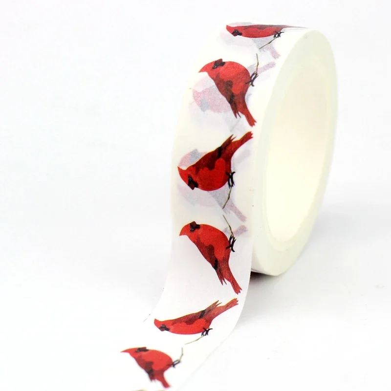 2024 NEW 1PC 10M Decor Christmas Robin Birds Washi Tape for Scrapbooking Journaing Adhesive Masking Tape Cute Stationery