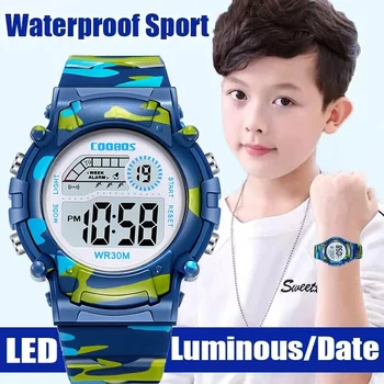 Montre numérique de Sport pour enfants, étanche, lumineuse, ...