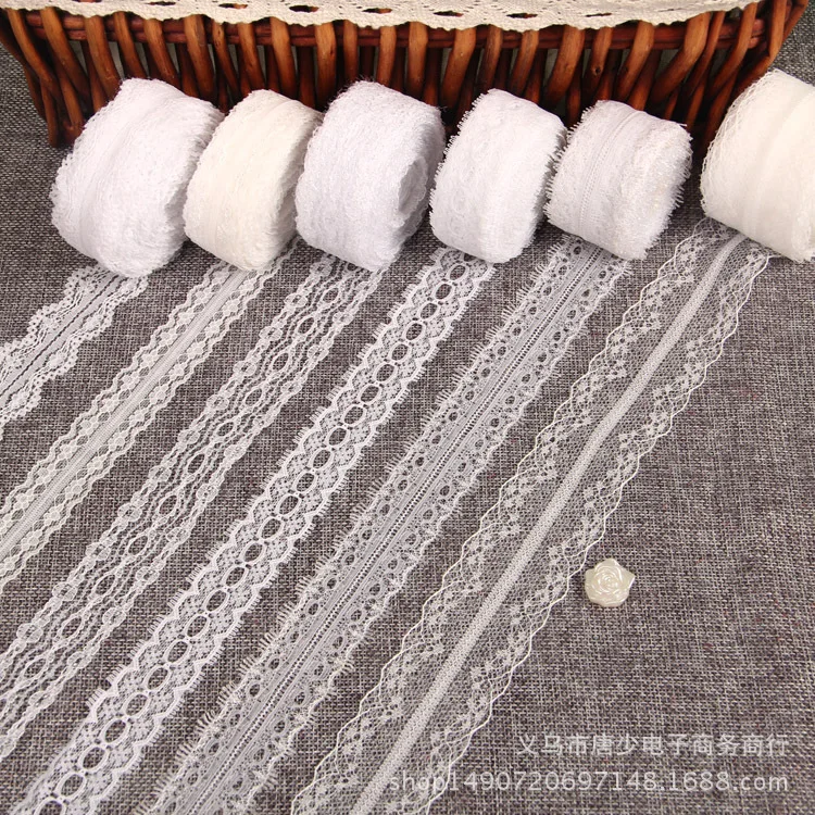 Purple Open Flower Applique Lace Fabric Red Ribbon Sewing Diy Embroide Clothing Wedding Dress Woman Cloth Accessories Handmade