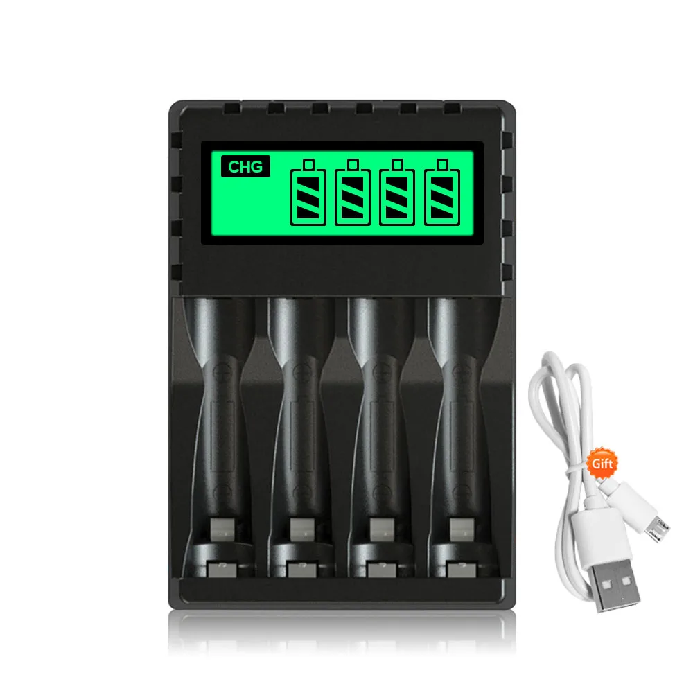 

R7 4-slot AA/AAA battery charger with LCD Display Smart Fast Charging for 1.2V AA/AAA NIMH NICD Rechargeable Batteries