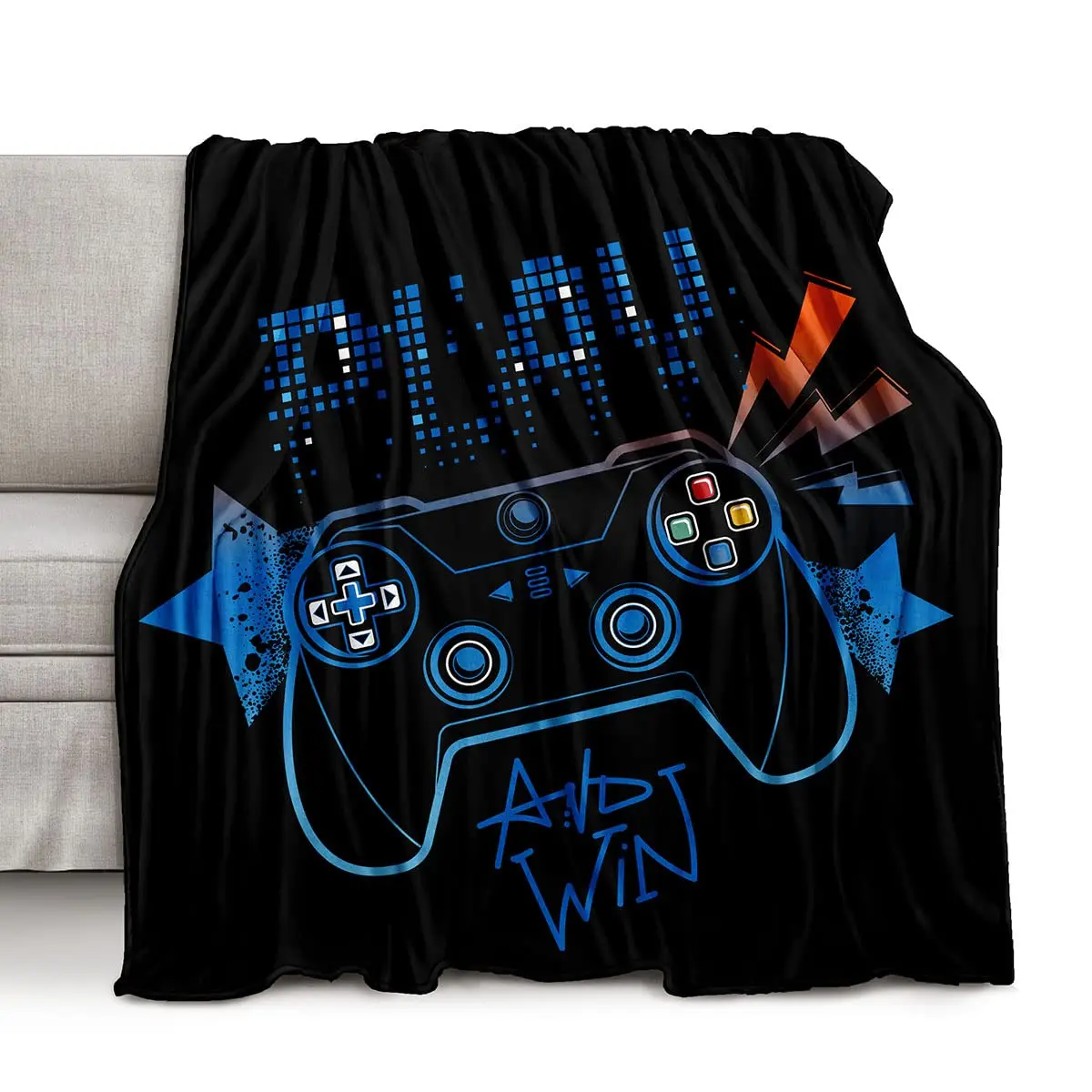 Flannel Gamepad Blanket Fluffy Throw Blankets for Kids Boy Gamer Plush Bedspread Super Soft Fleece Nap Shawl Home Sofa Bed Cover