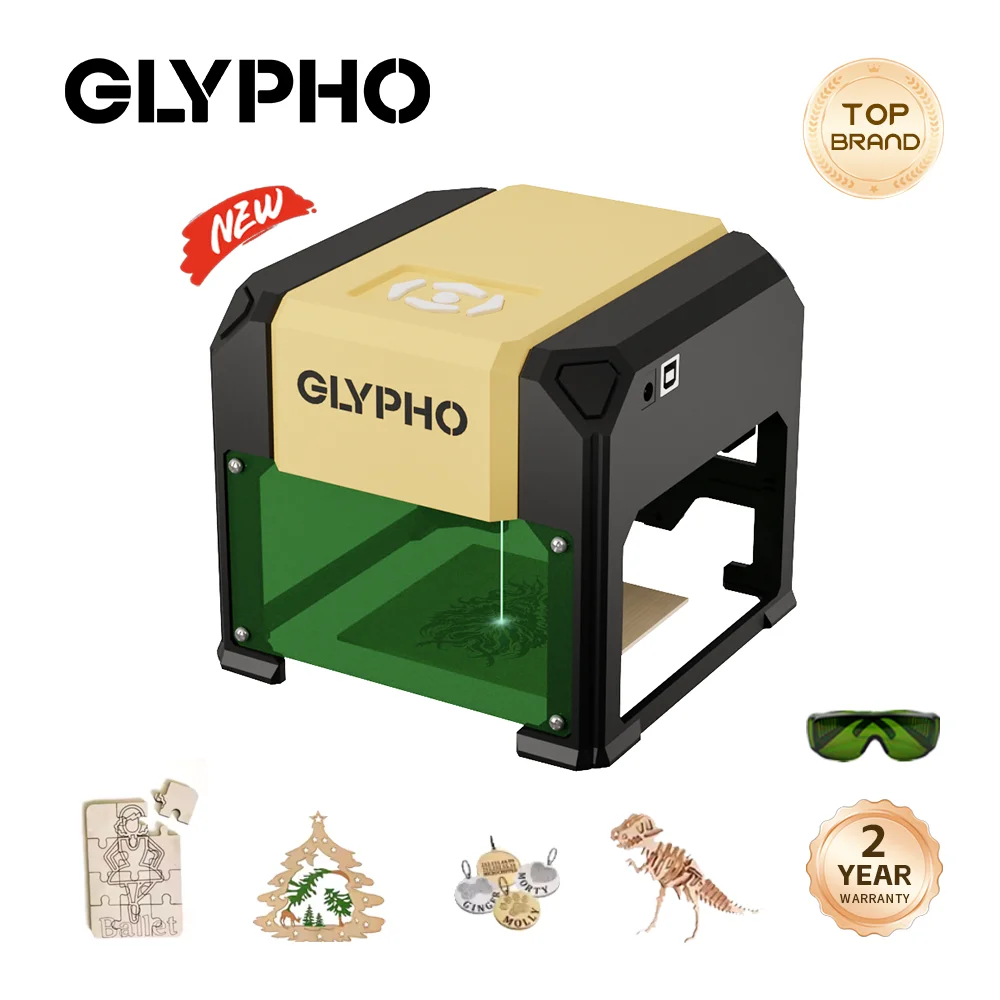 GLYPHO K4 Portable Laser Engraver 3000mW Bluetooth CNC Laser Engraving Machine For Dog Tag Paper Leather Wooden Plastic Logo DIY