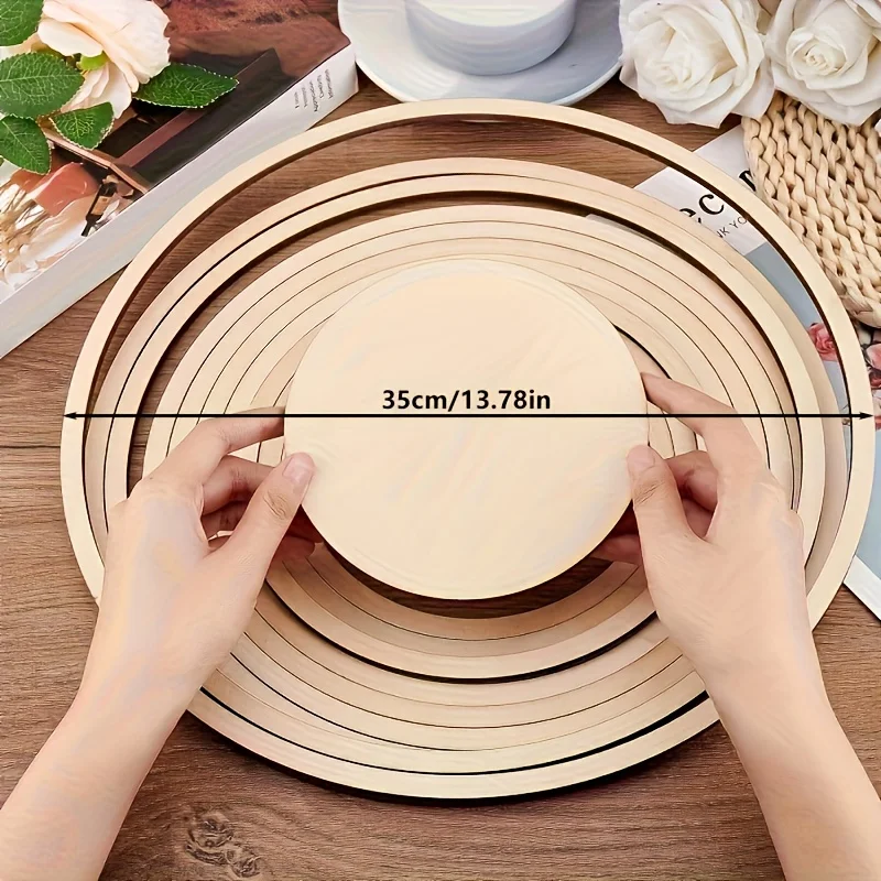11-Piece Round Ceramic Tool Set 35cm Wooden Concentric Geometric Pattern Track Combination, Suitable for DIY Ceramic Cutting and