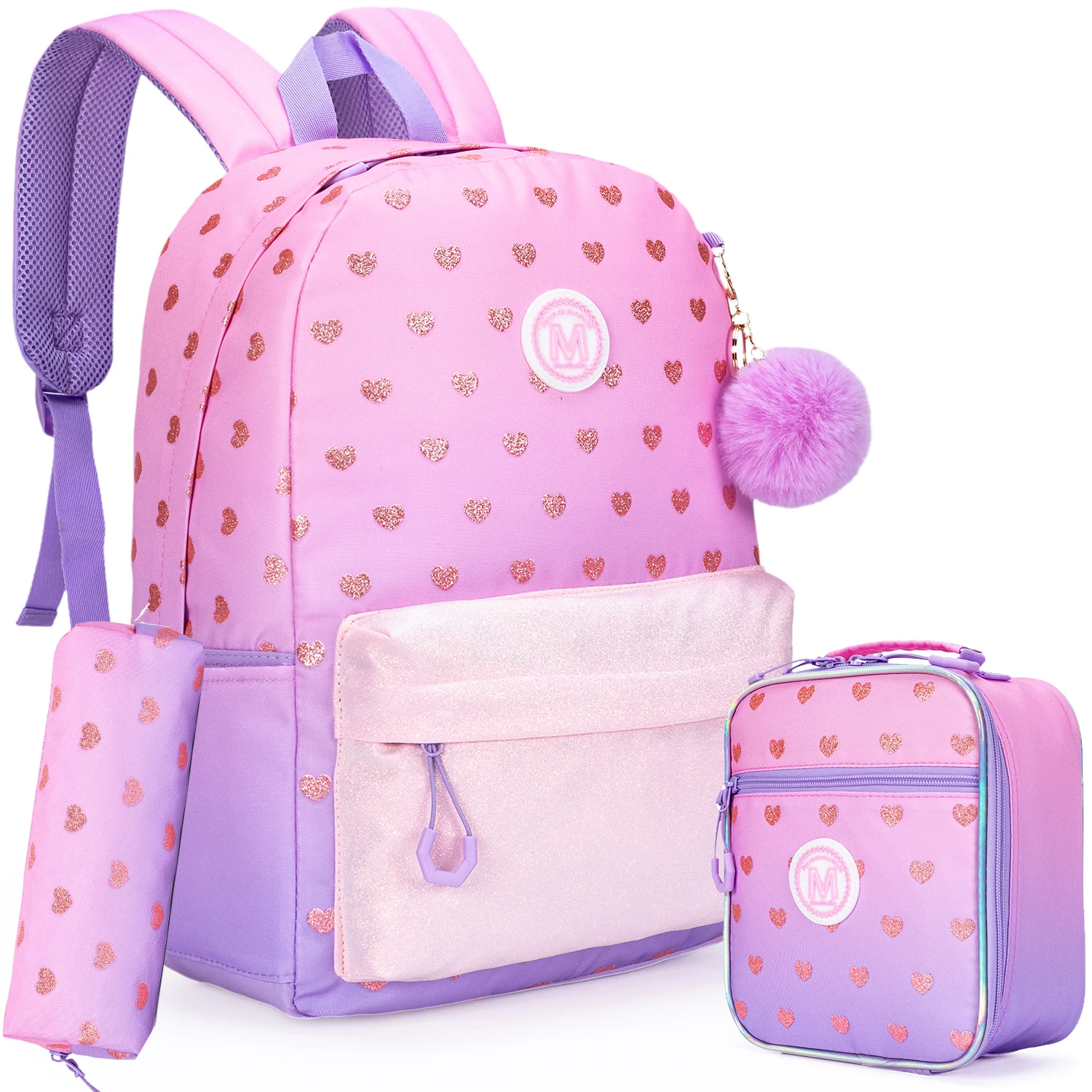 女の子用バックパック-キッズ-軽量-旅行用バックパック-スクールバッグ-8歳から10歳向け-可愛いブックバッグ