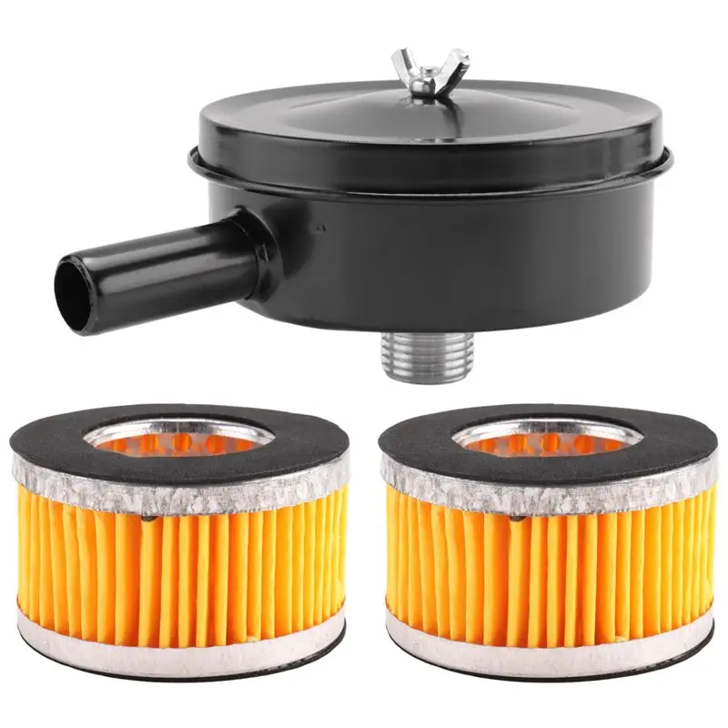 Limited Stock-FF Air Compressor Intake Muffler 20Mm Thread Metal, With 2Pc Spare Filter For Admitting Port Pneumatic Par