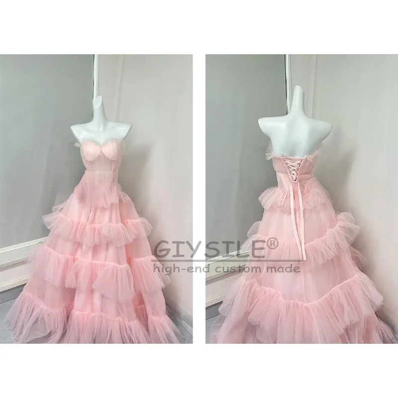 GIYSILE Angepasst Mode Sexy Rohr Top Kleid Weibliche Hochwertige Rosa Geschenk Kuchen Rock Prinzessin Flauschigen Rock Schleppende Elegante