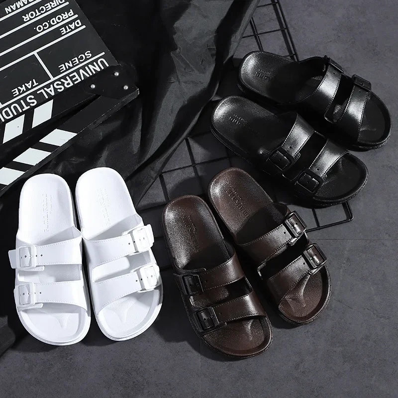 2025 Summer Fashionable Men's And Women's New Double Buckle Slippers Comfortable Soft Bottom Slip-On EVA Slippers Wholesale