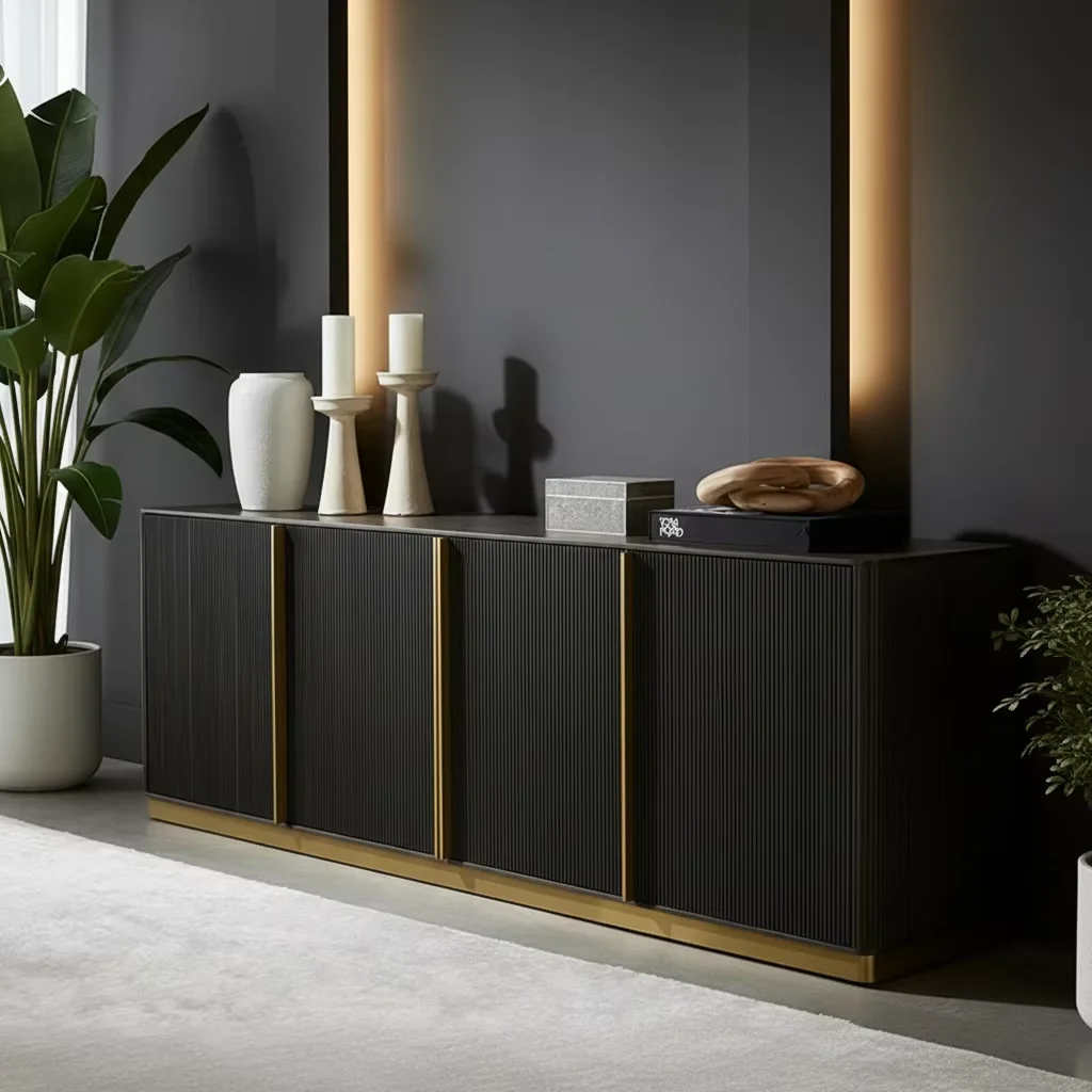 

#Luxury Dining Room Furniture Wooden Cabinet 4 Door Sideboards Wood Buffet