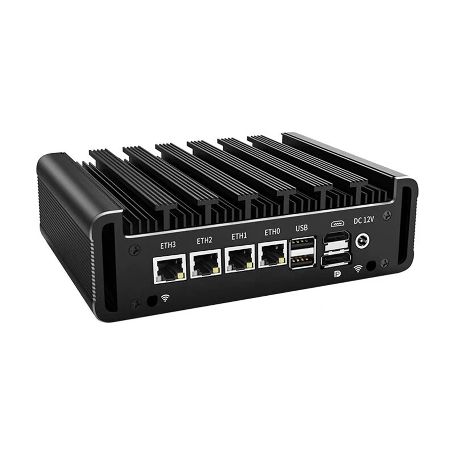 Intel Celeron J6412 Quad Core Home Office Mini Soft Router 4*2.5G LAN 2xCOM Controllo industriale IoT TPM2.0 Compatibile Linux 4G