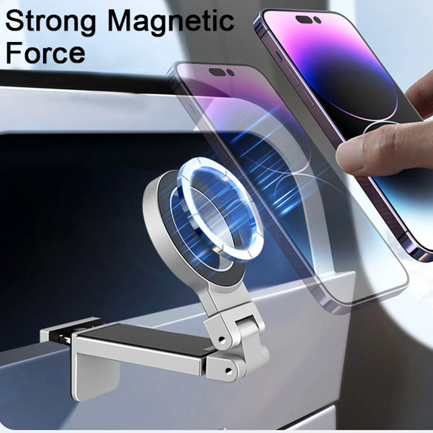 Luxury Magnetic Phone Holder Clips Stands Portable Adjustable Hands-Free Travel Train Airplane Seat Desktop Phone Mount Bracket