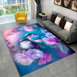 Exquisite Bird Flower Animal 3D Area Rug,Carpet Rug for Home Living Room Bedroom Sofa Doormat Kitchen Decor,Non-slip Floor Mat