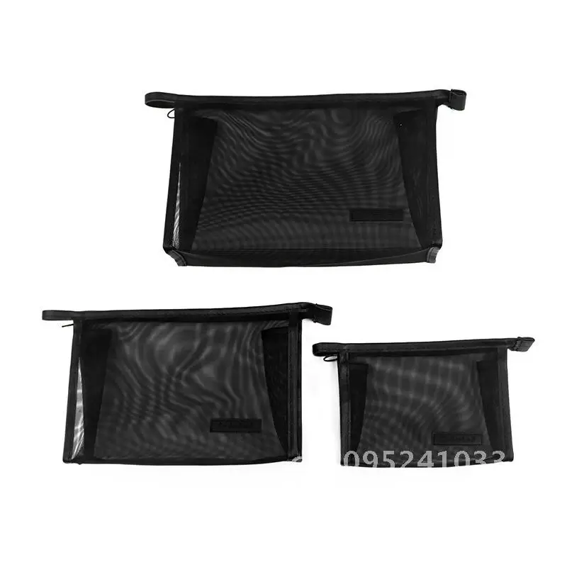 

Mesh Cosmetic Storage Bag Luxury-Inspired Black Cross-Border Amazon Wash Bag Small Medium Large Sizes Available