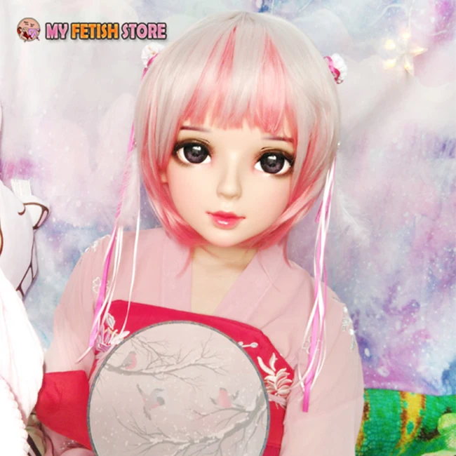 (Shi-07) mujer dulce chica resina media cabeza Kigurumi BJD ojos Crossdress Cosplay Anime japonés papel máscara de Lolita con ojos y peluca