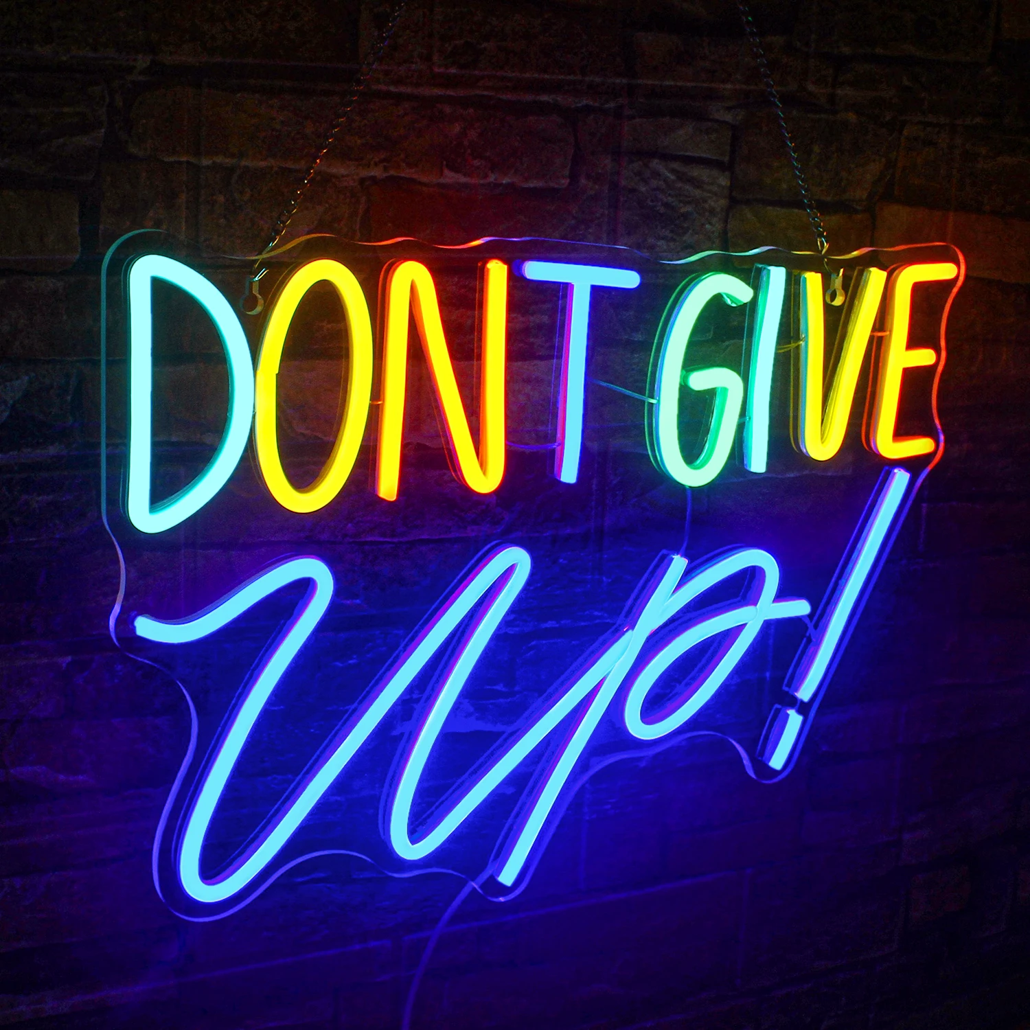 Don't Give Up letreros de neón, lámpara de pared artística regulable por USB, luces LED para gimnasio, dormitorio, hogar, bares, Club, Inspire Spirit, logotipo de señal