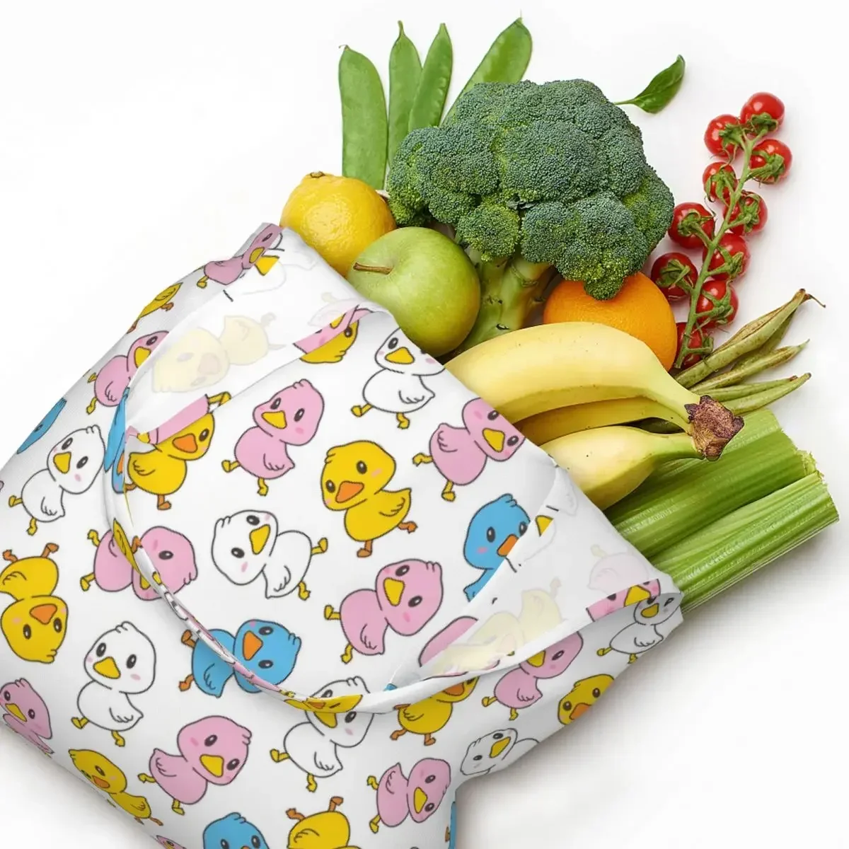 

Walking Pattern Shopping Canvas Bags Women Washable Large Capacity Grocery Tote Shopper Bags