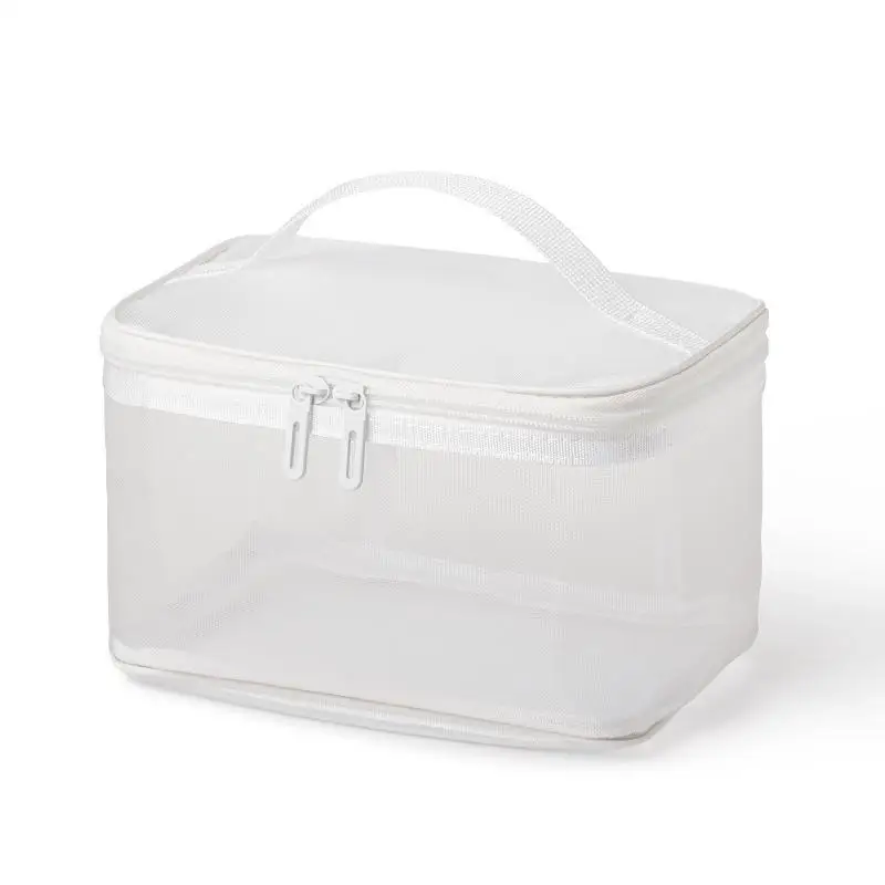 Transparent Mesh Cosmetic Bag Large Capacity Single Layer Travel Makeup Skincare Storage