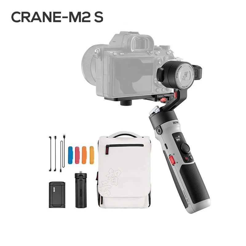 Zhiyun Crane M2S 3-осевой ручной стабилизатор с защитой от сотрясений для беззеркальных камер, экшн-камер, смартфонов iPhone 13 Gopro