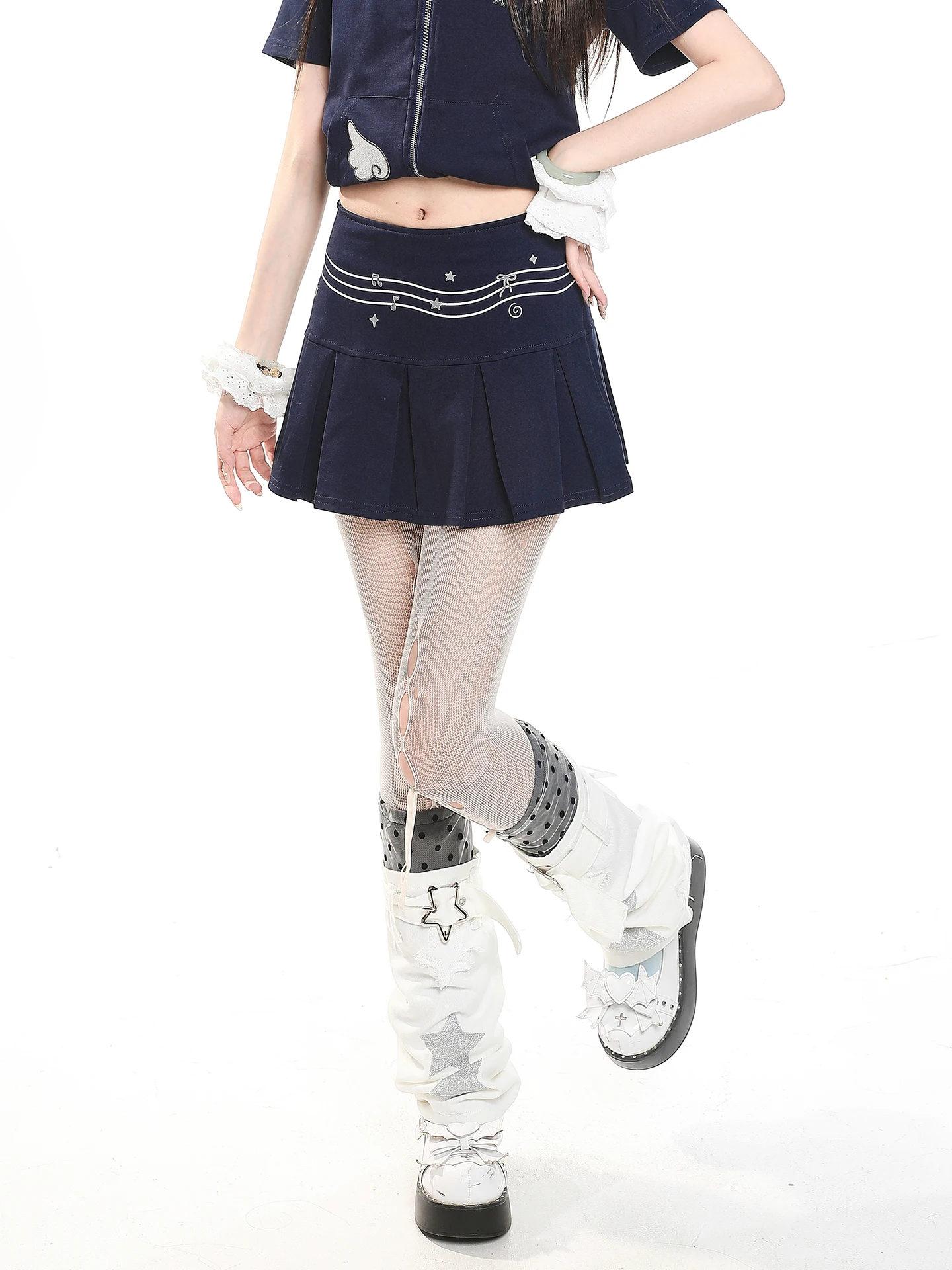 Sweet Girl Embroidered A-Line  Skirt Women's Sporty Casual High Waist Slimming Hip Covering Short Skirt for Summer 2026