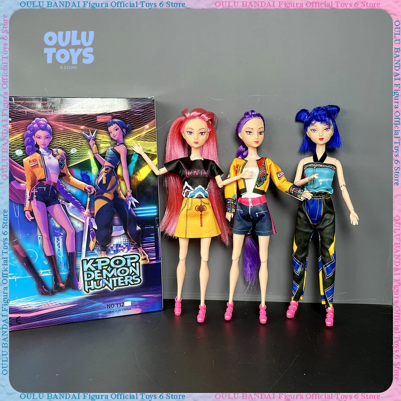 

In Stock Kpop Demon Hunters Action Figure Vinyl Doll Colorful Lights Theme Song Model Doll Zoey Desktop Ornament Toy Kid Gifts