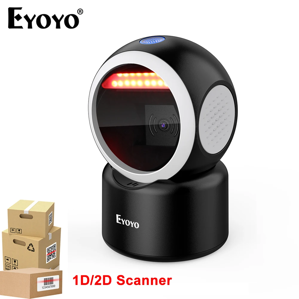 

Eyoyo USB Wired 1D 2D Desktop Barcode Scanner Supermarket QR Code Platform Scanner Hands-Free Automatic Sensing Scanning Screen