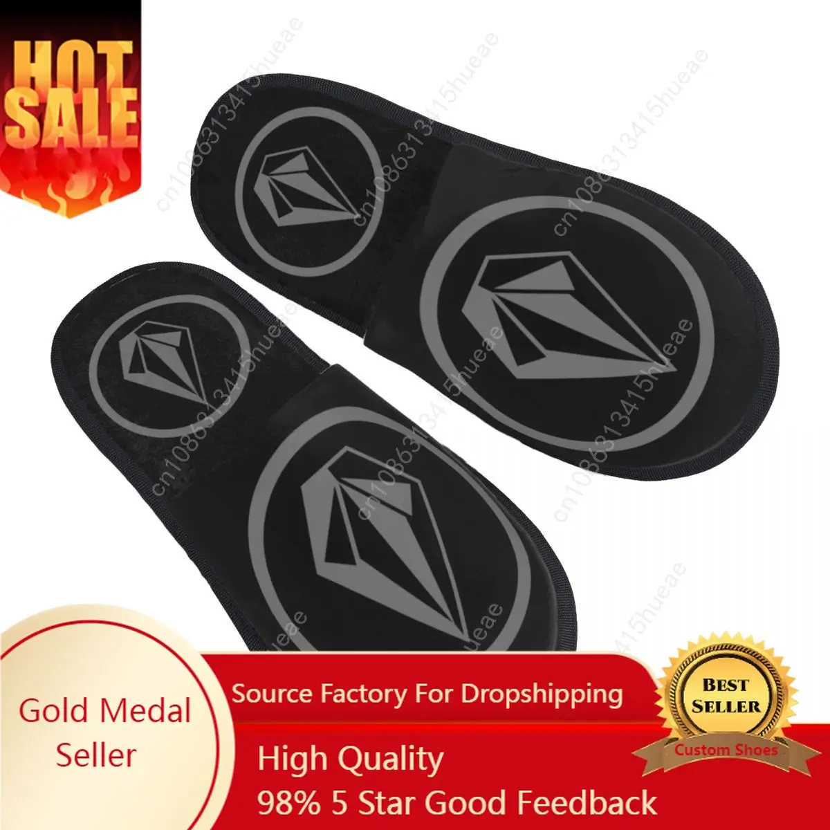 

Grey Volcoms Circle Logos House Slippers Women Soft Memory Foam Slip On Spa Slipper Shoes